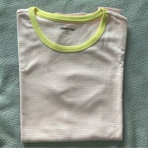Lands End Micro Ribbed Crew Striped EUC